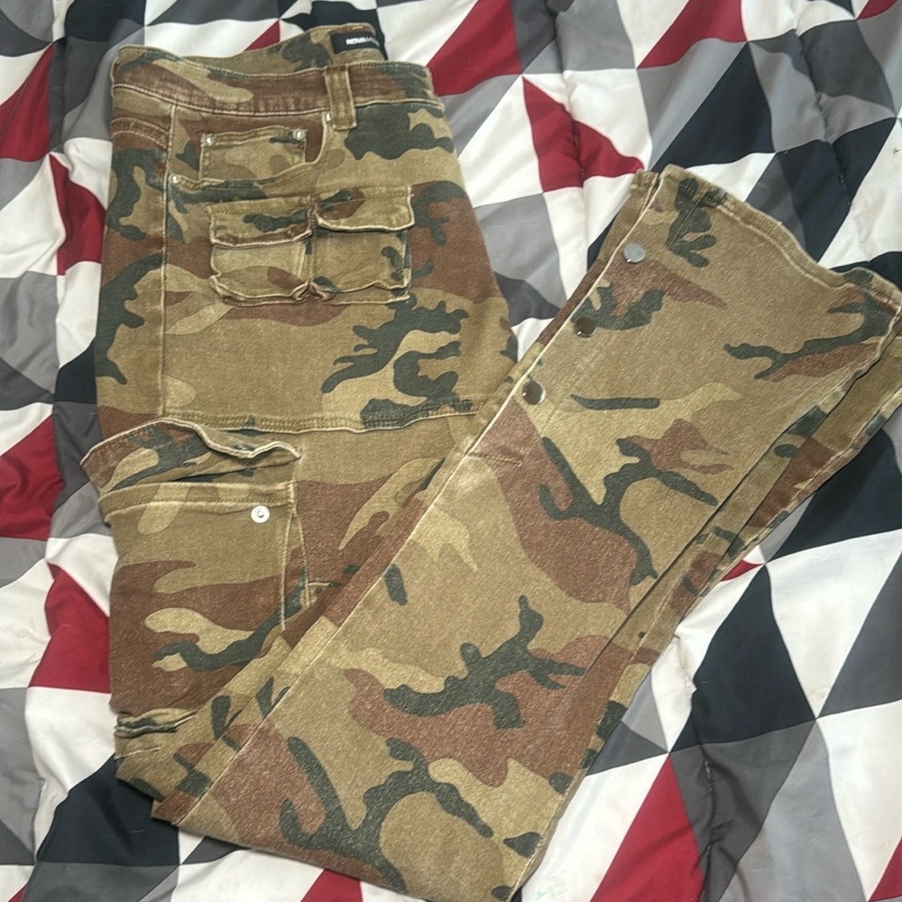 Army fatigue Fashion Nova flared jeans